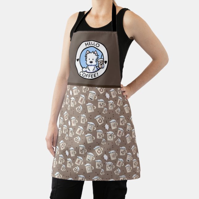 KiniArt Westie Coffee Love All-Over Print Apron (Insitu)
