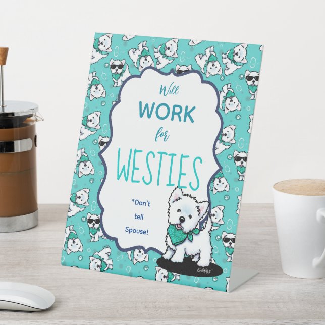 KiniArt Westie Cutieface Pedestal Sign (In SItu)