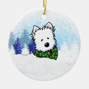 KiniArt Westie Dog Christmas Ceramic Ornament
