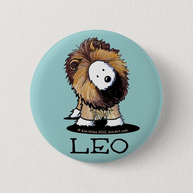 KiniArt Westie Dog LEO Lion Button (Front)