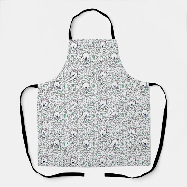 KiniArt Westie Doodle Art Apron (Front)