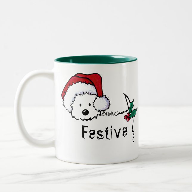 KiniArt Westie Festive Christmas Mug (Left)