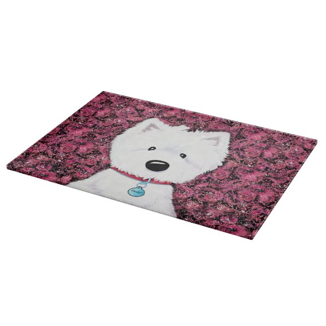 KiniArt Westie Floral Impressions Cutting Board (Corner)