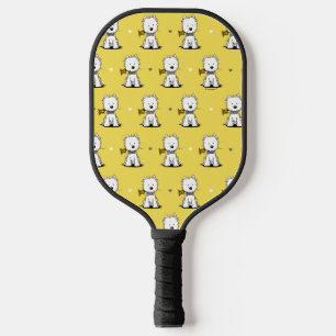 KiniArt Westie Gent on Yellow Pickleball Paddle