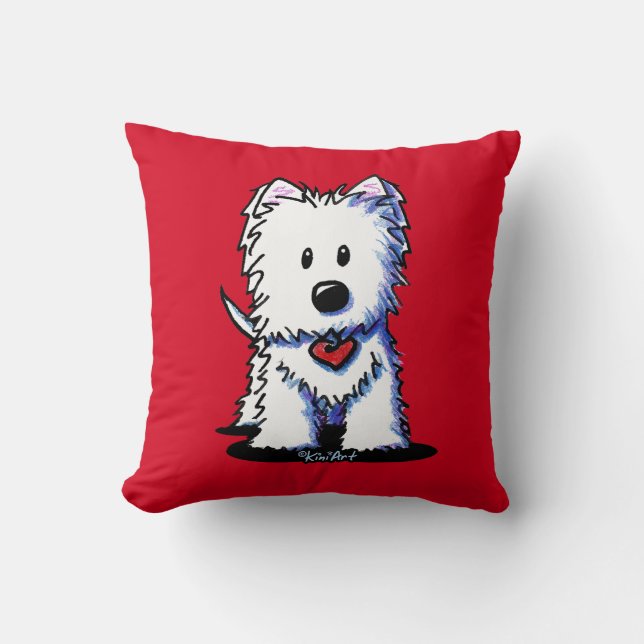 KiniArt Westie Heartbeat Cushion (Front)