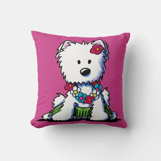 KiniArt Westie Hula Girl Cushion (Front)