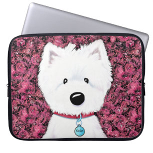 KiniArt Westie Impressions Floral Laptop Sleeve