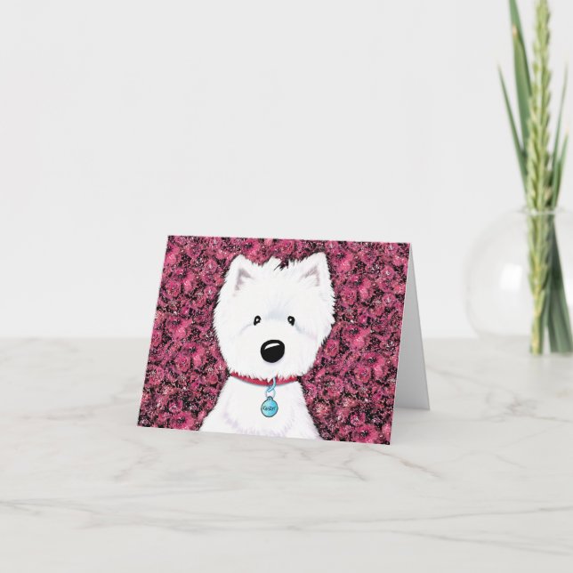 KiniArt Westie Impressions Floral  Thank You Card (Front)