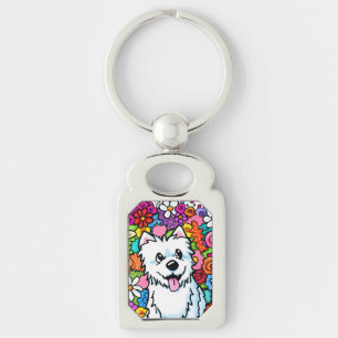 KiniArt Westie Joyful Garden Key Ring