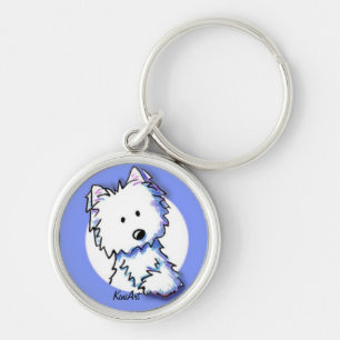 KiniArt Westie on Blue Keychain