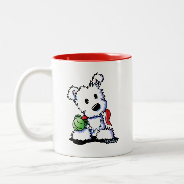 KiniArt Westie Playmate Two-Tone Coffee Mug (Left)