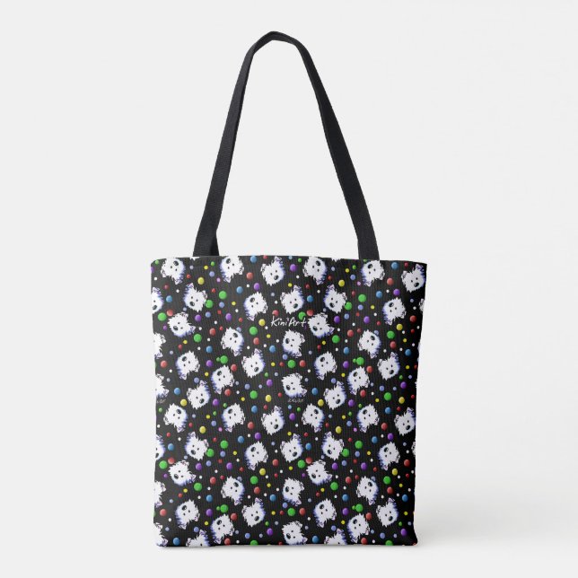 KiniArt Westie Polka Dot Tote Bag (Back)
