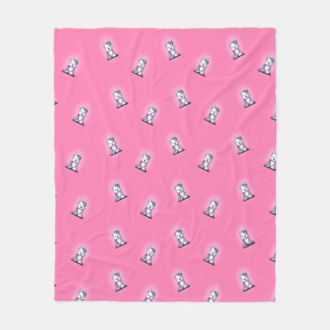 KiniArt Westie Princess Fleece Blanket (Front)