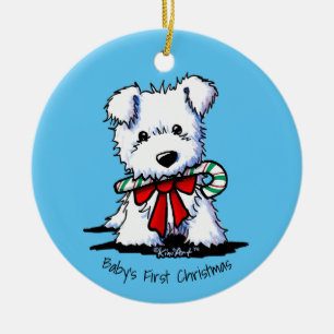 KiniArt Westie Puppy Baby Christmas Ceramic Ornament