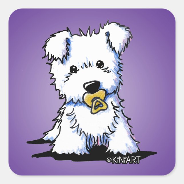 KiniArt Westie Puppy Square Sticker (Front)