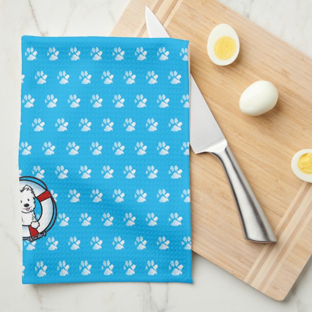 KiniArt Westie Rescue Kitchen Towel (Quarter Fold)