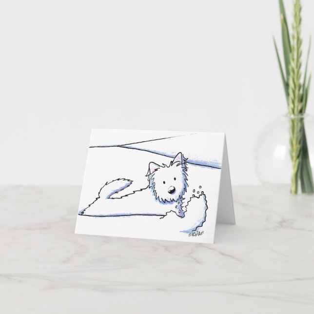 KiniArt Westie Snow Plough Holiday Card (Front)