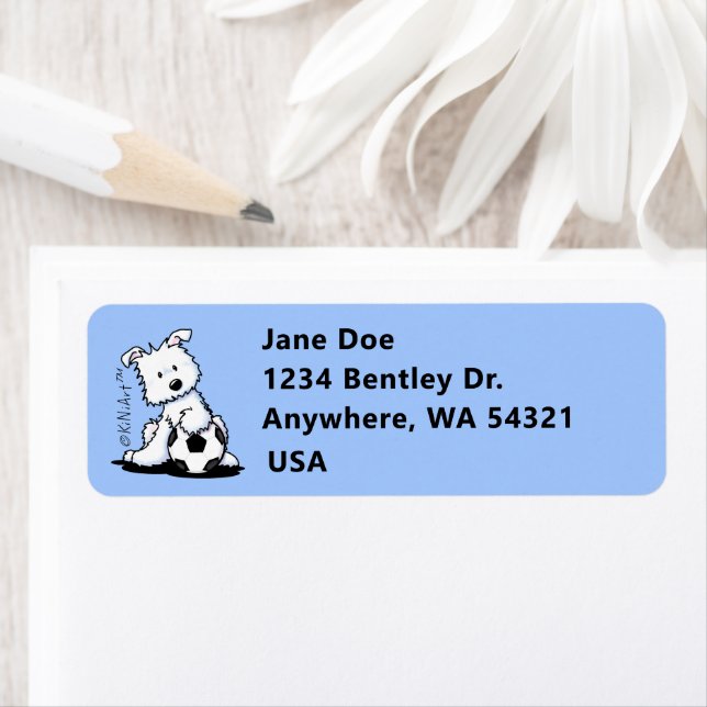 KiniArt Westie Soccer Star Return Address Label (Insitu)