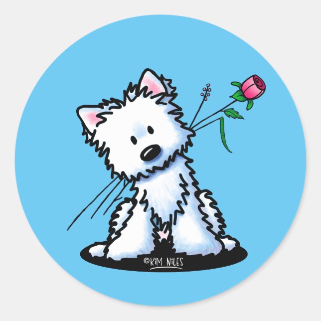KiniArt Westie Terrier Classic Round Sticker (Front)