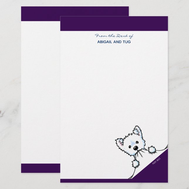 KiniArt Westie Terrier Notes Stationery (Front/Back)