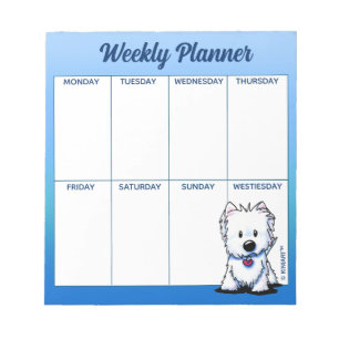 KiniArt Westie Terrier Weekly Schedule Notepad