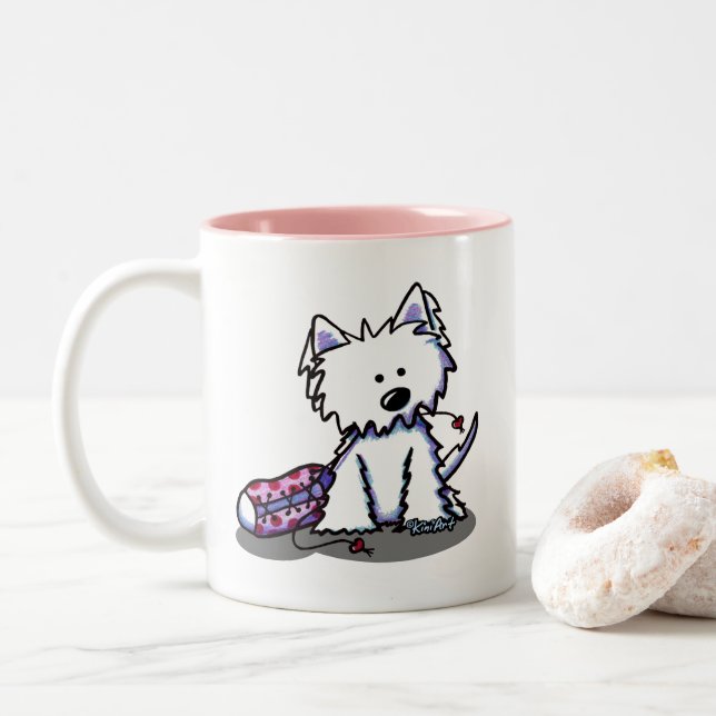 KiniArt Westie The Dog Two-Tone Coffee Mug (With Donut)