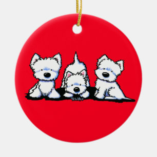 KiniArt Westie Trio Ceramic Ornament