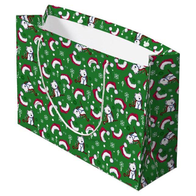 KiniArt Westies Christmas Gift Bag (Back Angled)