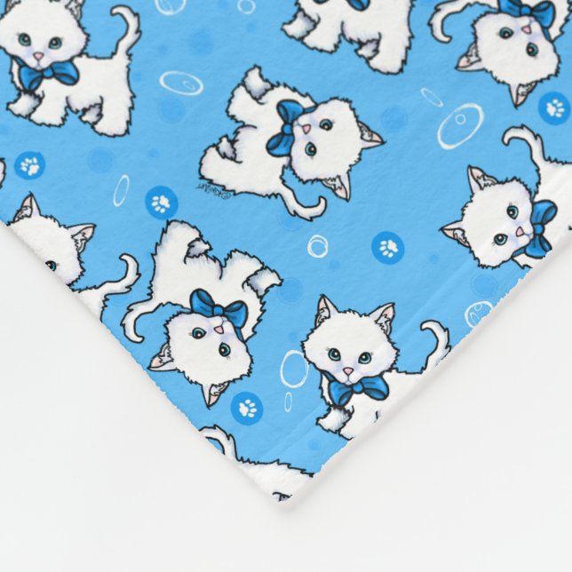 KiniArt White Kittens Fleece Blanket (Corner)