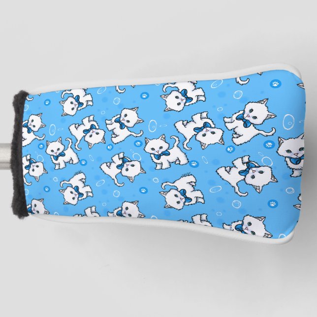KiniArt White Kittens Golf Head Cover (Front)