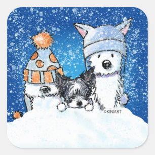 KiniArt Winter Trio Square Sticker