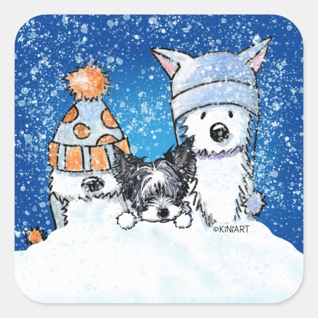 KiniArt Winter Trio Square Sticker (Front)