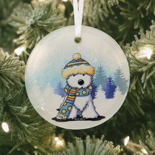 KiniArt Winter Westie Terrier Glass Tree Decoration