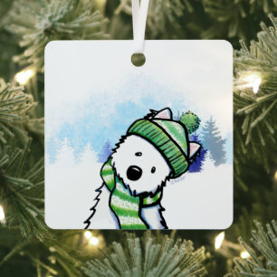 KiniArt Winter Westie Terrier Metal Tree Decoration