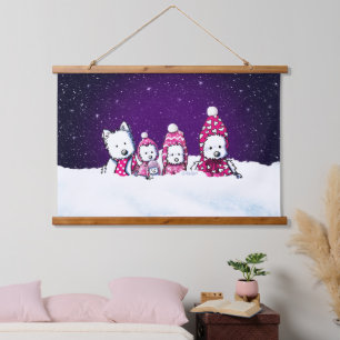 KiniArt Winter Westies Christmas Hanging Tapestry