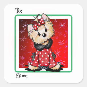 KiniArt Yorkie Christmas Square Sticker