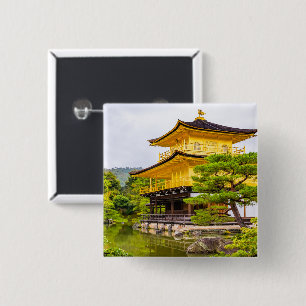 Kinkaku-ji, golden pavilion, Kyoto 15 Cm Square Badge