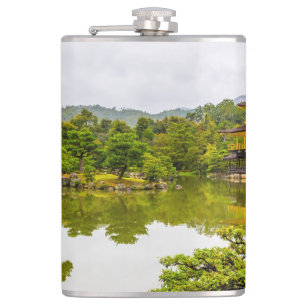 Kinkaku-ji Or Golden Pavilion And Pond, Kyoto Hip Flask