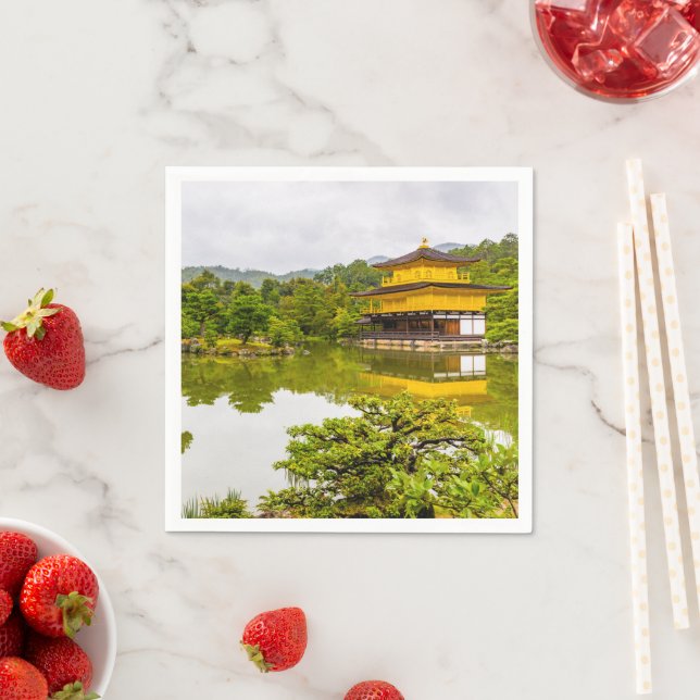 Kinkaku-ji Or Golden Pavilion And Pond, Kyoto Napkin (Insitu)