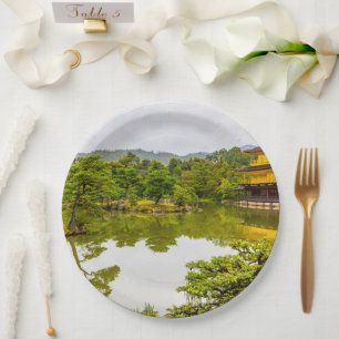 Kinkaku-ji Or Golden Pavilion And Pond, Kyoto Paper Plate