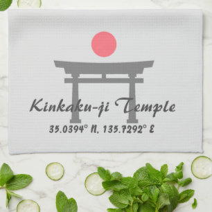 Kinkaku-ji Temple Latitude Longitude Tea Towel