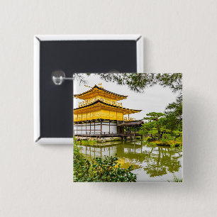 Kinkaku-ji, the golden pavilion, Kyoto 15 Cm Square Badge