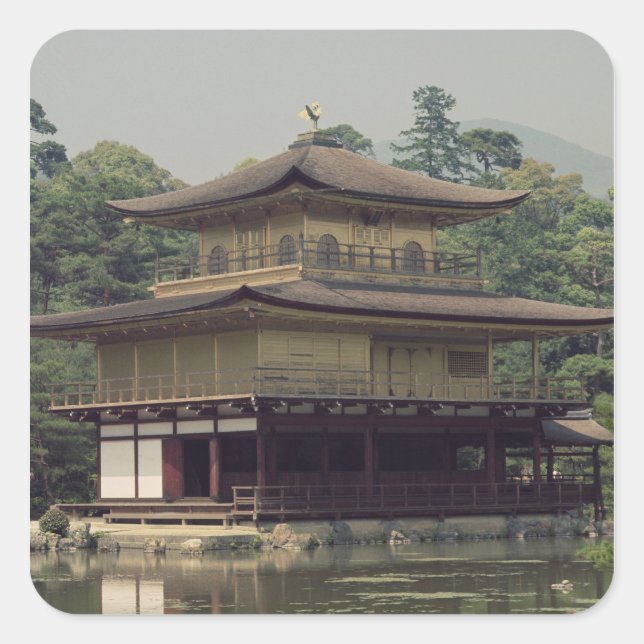 Kinkaku temple  dedicated to the memory square sticker (Front)