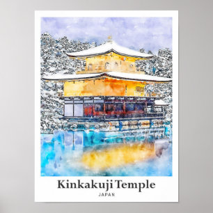 Kinkakuji Temple Japan Art Travel Watercolor  Poster