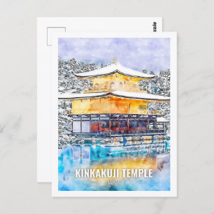 Kinkakuji Temple Japan Travel Watercolor Sketch Postcard