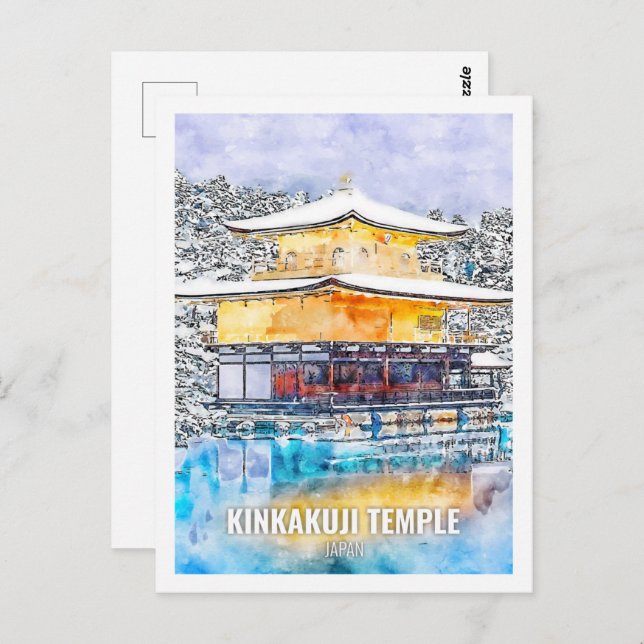 Kinkakuji Temple Japan Travel Watercolor Sketch Postcard (Front/Back)