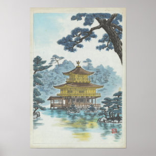 Kinkakuji Temple Kamei Tobei Scenery Art Poster