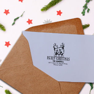 Kinkalow Cat Return Address Christmas Rubber Stamp