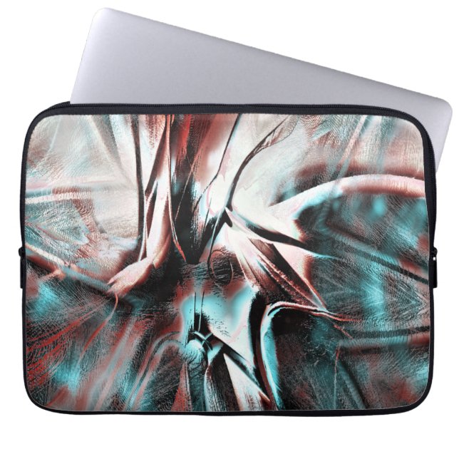 kinked brown red to blue pixelated drizzle texture laptop sleeve (Front)