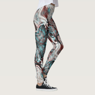 kinked brown red to blue pixelated drizzle texture leggings